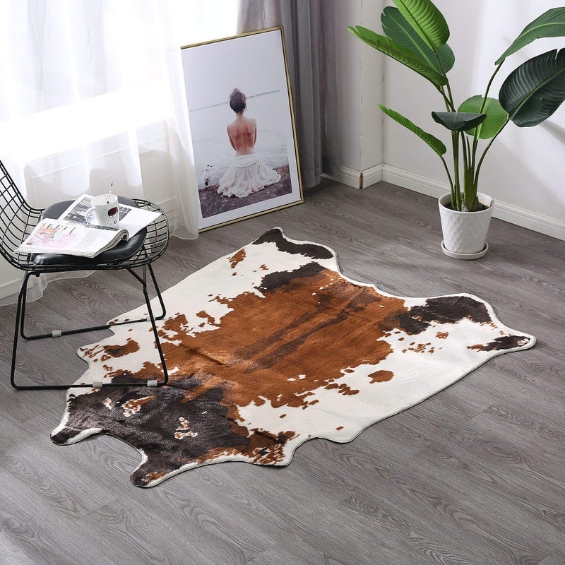 townssilk Cow Print Rug 4.1x4.5 Feet Faux Cow Hide Rug Animal Printed Area Rug Carpet for Home - Image 1
